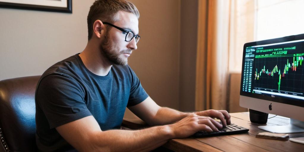 man using the binary options signals he choose